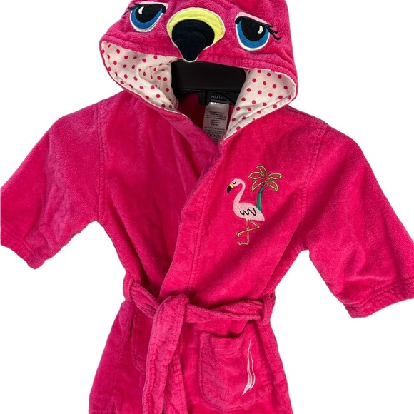 Nautica Terry Cloth Hooded Robe Swim Coverup Neon Pink Flamingo youth size XS - Picture 10 of 10